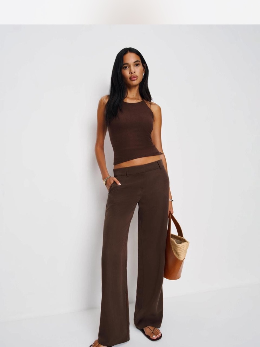 Reformation Brown Low Rise Trousers